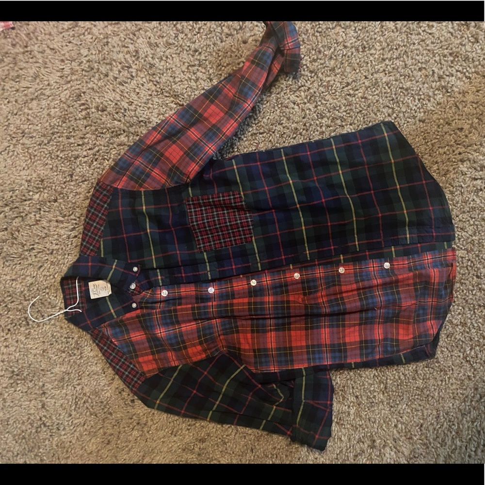 j.crew men’s patchwork plaid shirt